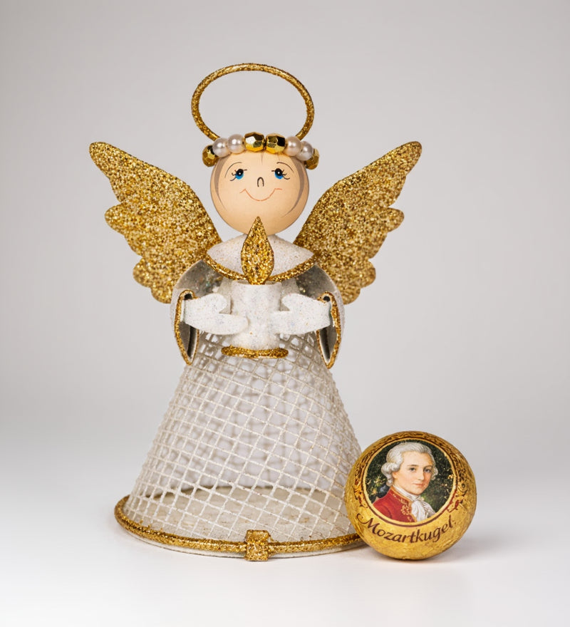 Überraschungsengel gold mit Kerze